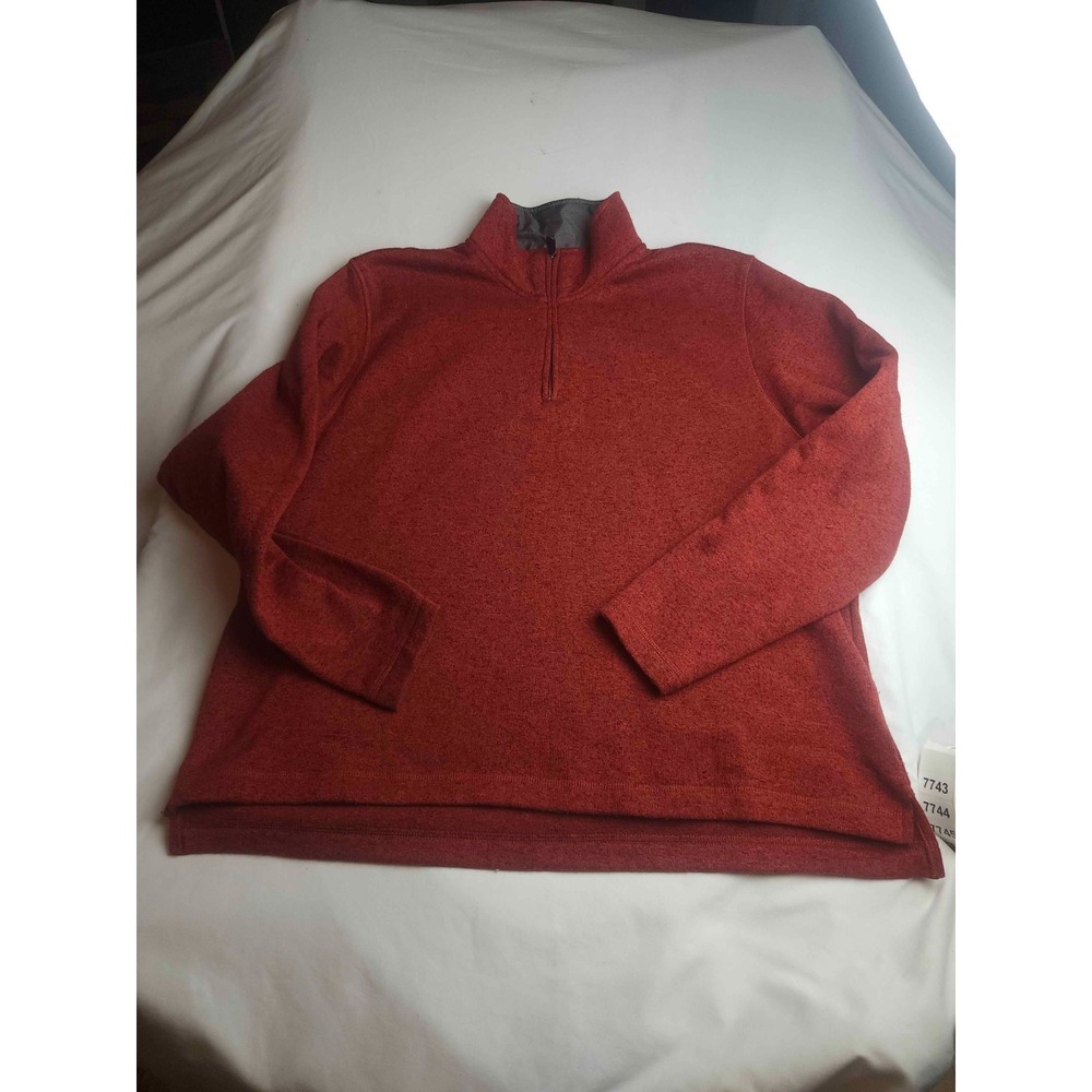 Wrangler Sweater Mens Size 2XL Red Fleece Quarter Zip Pullover Long Sleeve Mock